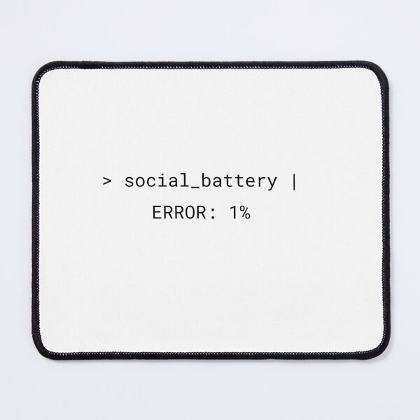 Item preview, Social Battery 1% Black – Coding Humor Tee designed and sold by CtrlAltLaugh.
