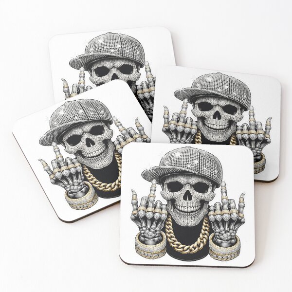 Item preview, Diamond Skull Rapper with Bling and Middle Fingers Sticker designed and sold by  Artify Lab.