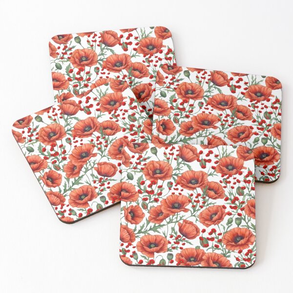 Item preview, Red Poppy Floral Pattern Design - Hand-Drawn Watercolor Style designed and sold by VibranPalette.