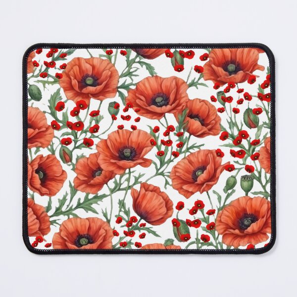 Item preview, Red Poppy Floral Pattern Design - Hand-Drawn Watercolor Style designed and sold by VibranPalette.