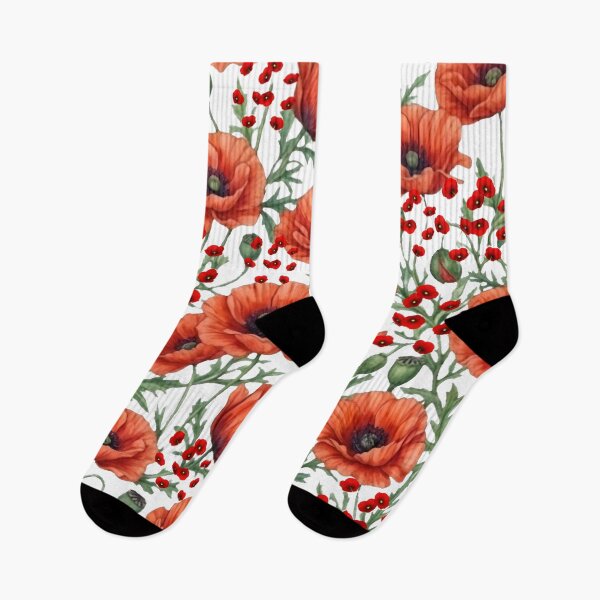 Item preview, Red Poppy Floral Pattern Design - Hand-Drawn Watercolor Style designed and sold by VibranPalette.