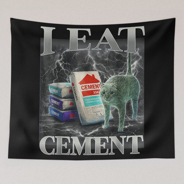 Item preview, Funny I Eat Cement Cat Meme Weird Core Surreal Lightning Thunder designed and sold by Chaya Reid.