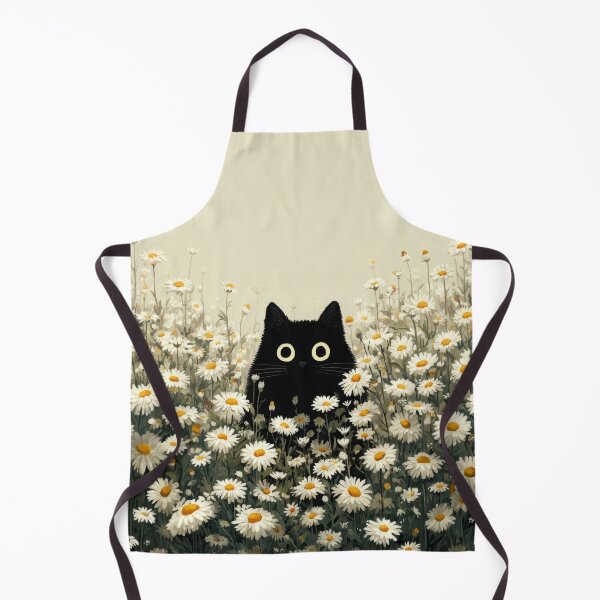 Item preview, Black Cat in Daisies with Cute Floral Cottagecore Mood designed and sold by UtArt.