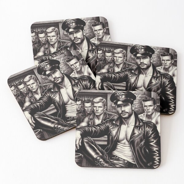 Item preview, Leather Bar Lads Tom of Finland Clothing Leather Man Tribute Gay Art designed and sold by ItsAKinkThing.