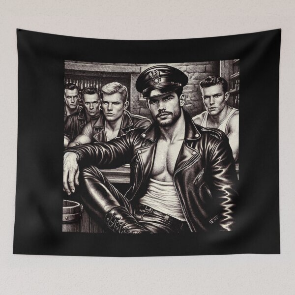 Item preview, Leather Bar Lads Tom of Finland Clothing Leather Man Tribute Gay Art designed and sold by ItsAKinkThing.