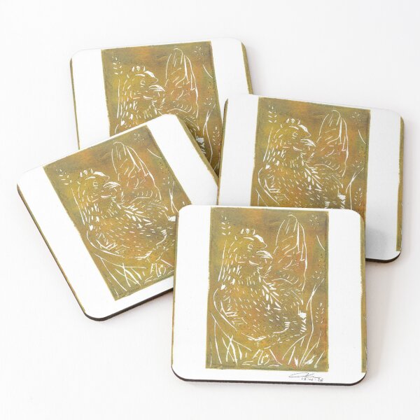 Item preview, Chicken lino print (Orange/Green) designed and sold by Life's eye Art and photography.