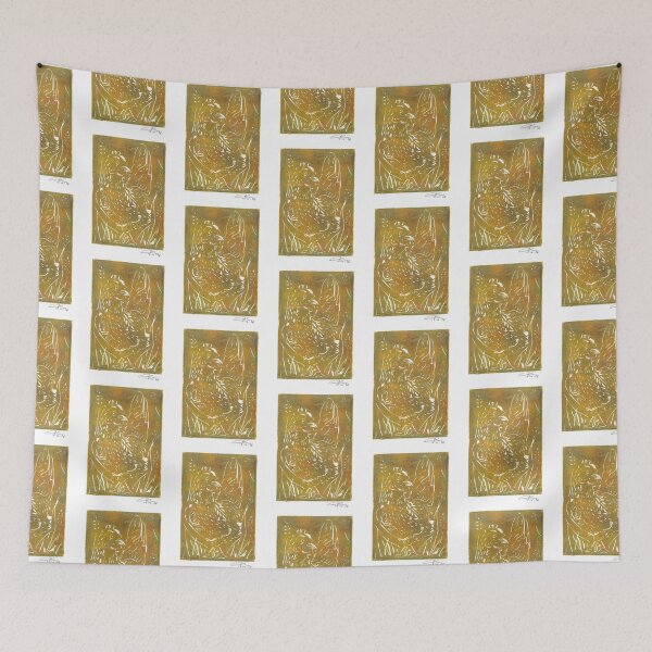 Item preview, Chicken lino print (Orange/Green) designed and sold by Life's eye Art and photography.