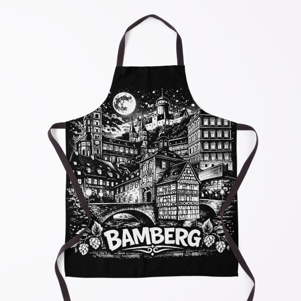Item preview, Bamberg Motif 2 Old Town Skyline at Night Illustration designed and sold by the-grey-one.