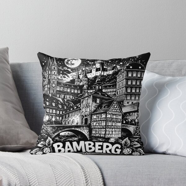 Item preview, Bamberg Motif 2 Old Town Skyline at Night Illustration designed and sold by the-grey-one.