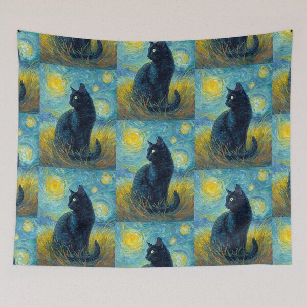 Item preview, Van Gogh's cat Starry night designed and sold by MendaciousMina.