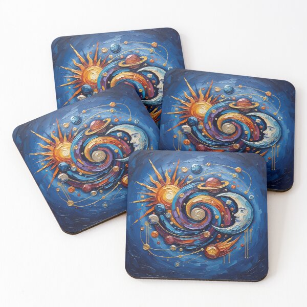 Item preview, Sun Moon Stars Colorful Palette Knife Art Celestial Design designed and sold by GymTanLaundry.