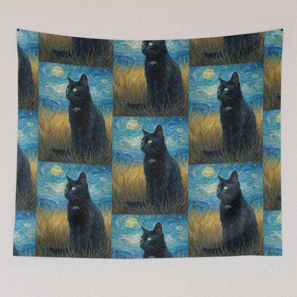 Item preview, Van Gogh's cat Starry night designed and sold by MendaciousMina.