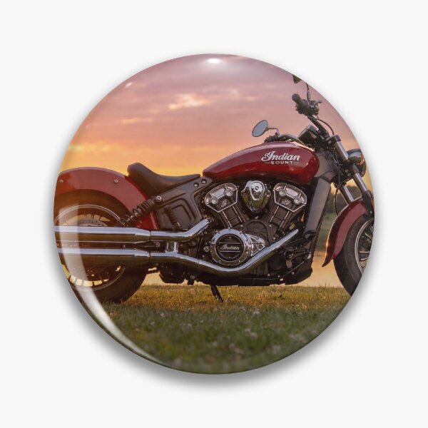 Item preview, Red Indian Scout Sixty motorcycle at the park with sunset and lake view designed and sold by BlareBlare.