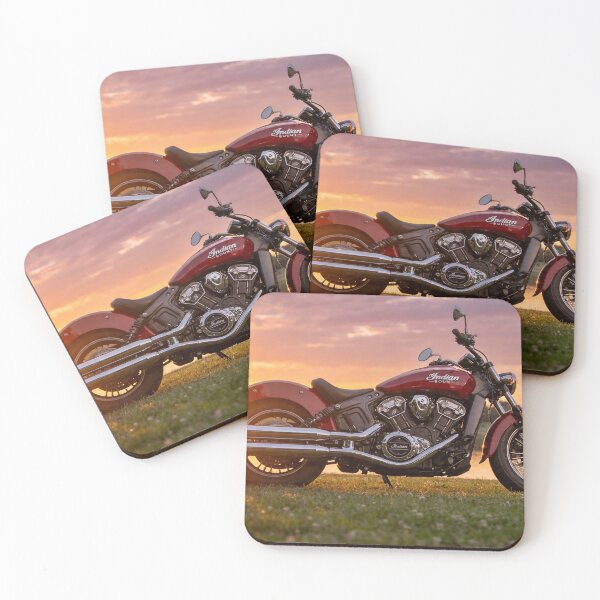 Item preview, Red Indian Scout Sixty motorcycle at the park with sunset and lake view designed and sold by BlareBlare.