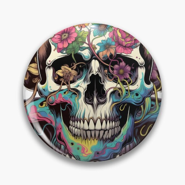 Item preview, Vibrant Floral Skull Art - Gothic Boho Aesthetic designed and sold by AetherLondonCo.