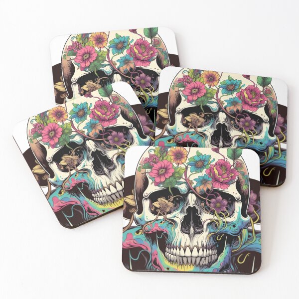 Item preview, Vibrant Floral Skull Art - Gothic Boho Aesthetic designed and sold by AetherLondonCo.