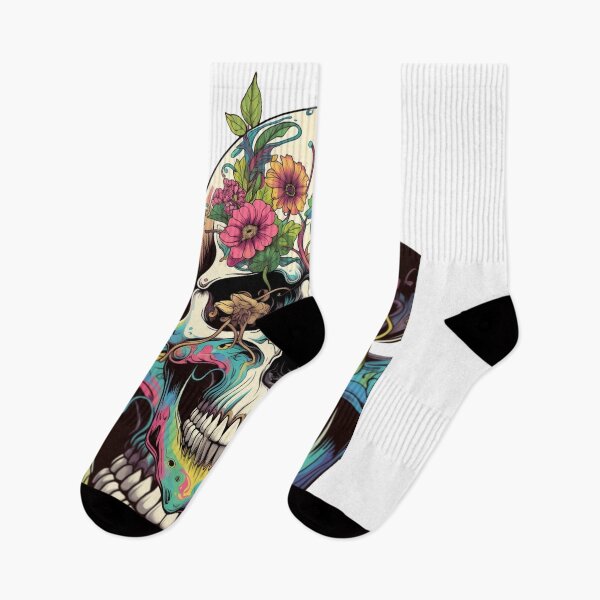 Item preview, Vibrant Floral Skull Art - Gothic Boho Aesthetic designed and sold by AetherLondonCo.