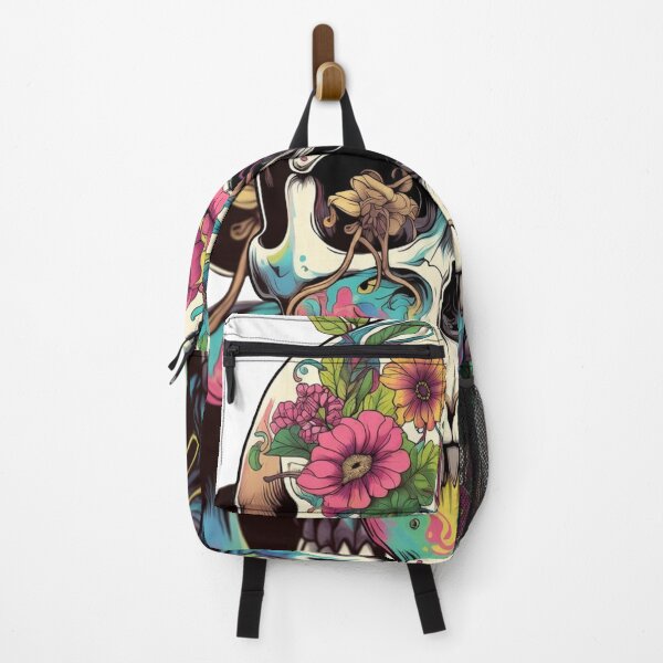 Item preview, Vibrant Floral Skull Art - Gothic Boho Aesthetic designed and sold by AetherLondonCo.