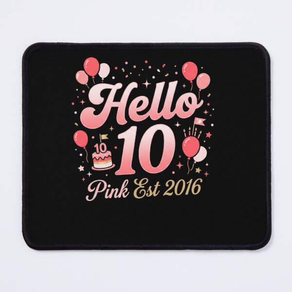 Item preview, Hello 10 Pink Birthday Celebration Est 2016 Cute Retro Aesthetic Milestone Fuuny Party designed and sold by bilal sibgui.