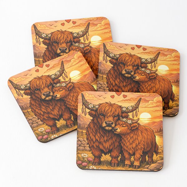 Item preview, Scottish Highland Cows – Shaggy Happiness designed and sold by VINTAGEPUNTEES.