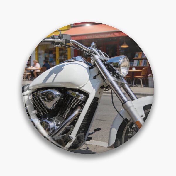 Item preview, white chopper parking at the street in the city designed and sold by BlareBlare.