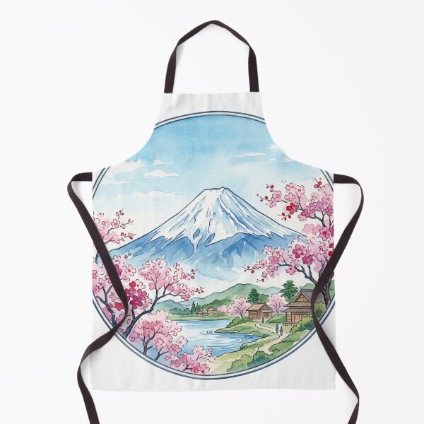 Item preview, Watercolor Mt. Fuji with Cherry Blossoms in Circular Frame designed and sold by Fuji-JAPAN.