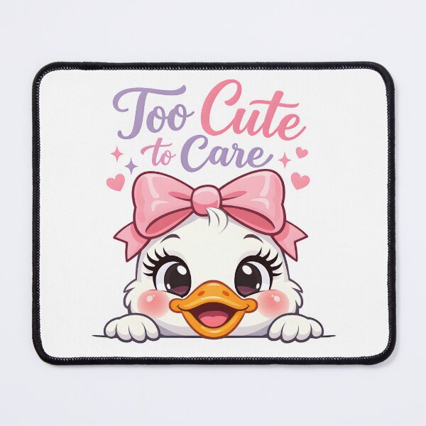 Item preview, Too Cute to Care Sassy Kawaii Duck with Pink Bow designed and sold by HappyPatchEG.