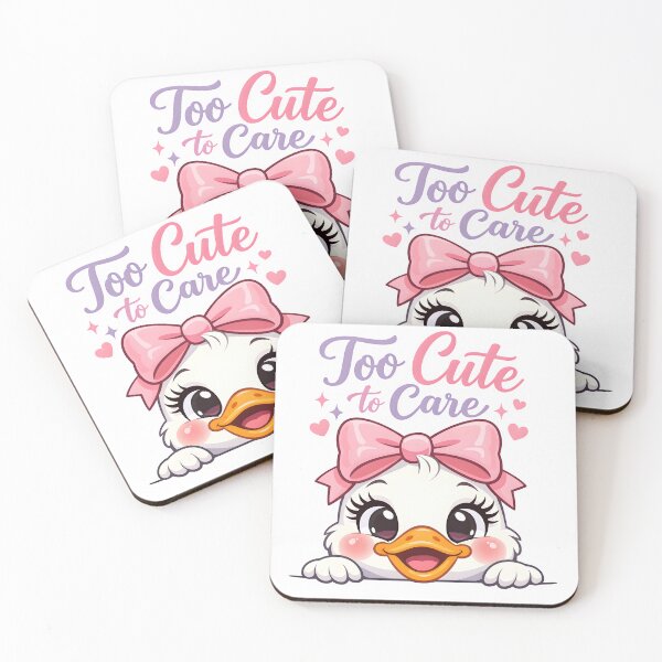 Item preview, Too Cute to Care Sassy Kawaii Duck with Pink Bow designed and sold by HappyPatchEG.