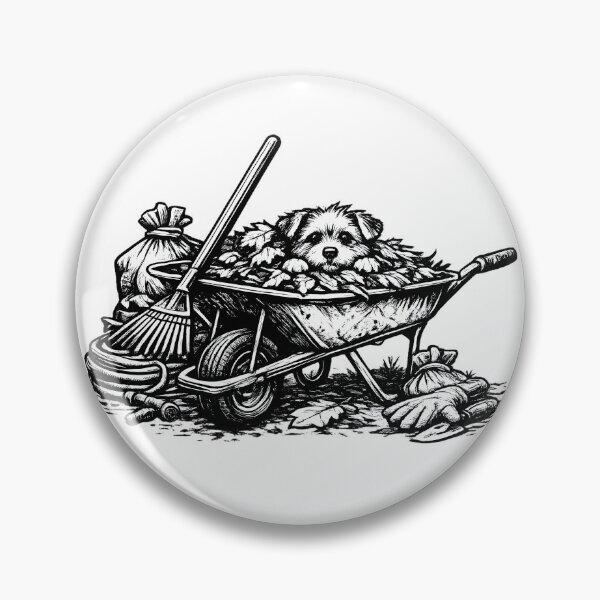 Item preview, funny dog ​​covered in leaves in a wheelbarrow designed and sold by Troll Art & Delete.