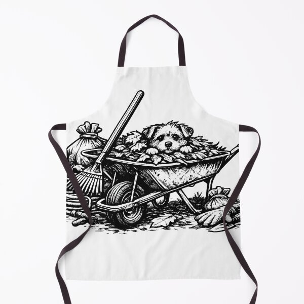 Item preview, funny dog ​​covered in leaves in a wheelbarrow designed and sold by Troll Art & Delete.