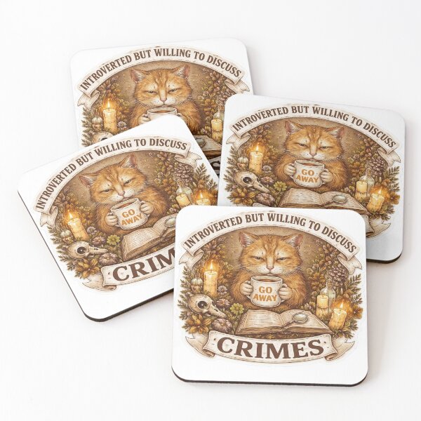 Item preview, Introverted Cat Discussing Crimes with "Go Away" Mug Sticker designed and sold by  Artify Lab.