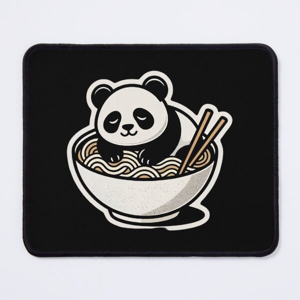Item preview, Cute Sleeping Panda in Ramen Bowl - Black and White Sticker Art designed and sold by Radhestore.