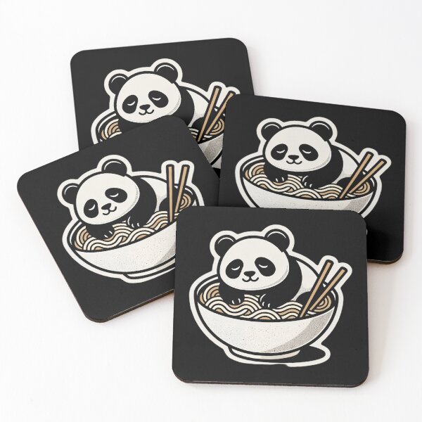 Item preview, Cute Sleeping Panda in Ramen Bowl - Black and White Sticker Art designed and sold by Radhestore.