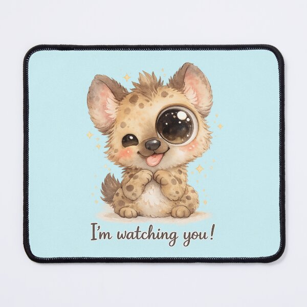 Item preview, Funny Big-Eyed Hyena Pastel Watercolor Icon with “I’m Watching You!”  designed and sold by Nusha Creations.