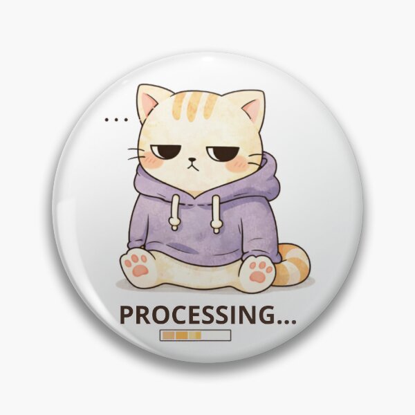 Item preview, Processing Cat | Cute Kawaii Aesthetic | Overwhelmed Mood Design designed and sold by The Mood Index.