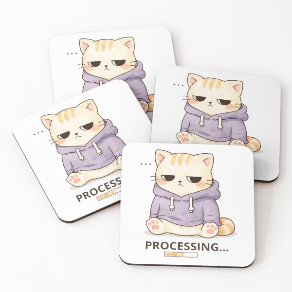 Item preview, Processing Cat | Cute Kawaii Aesthetic | Overwhelmed Mood Design designed and sold by The Mood Index.