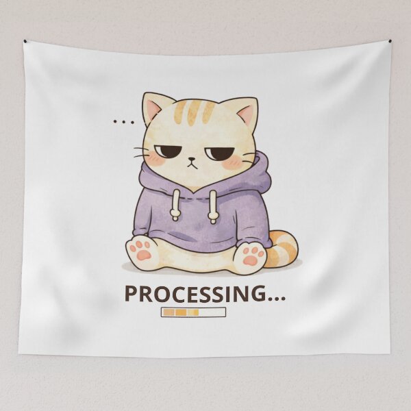 Item preview, Processing Cat | Cute Kawaii Aesthetic | Overwhelmed Mood Design designed and sold by The Mood Index.