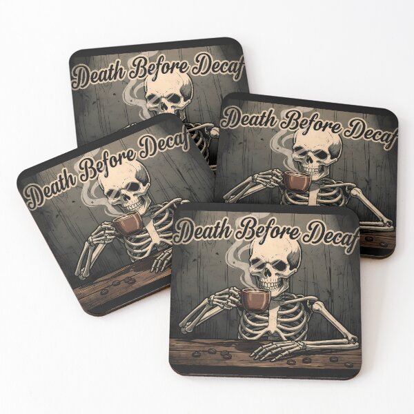 Item preview, Whimsical Skeletons Enjoying Their Coffee Dark Humor designed and sold by ART ATTACK ZONE.