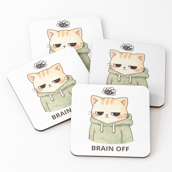 Item preview, Brain Off Cat | Cute Kawaii Aesthetic | Low Energy Mood Design designed and sold by The Mood Index.
