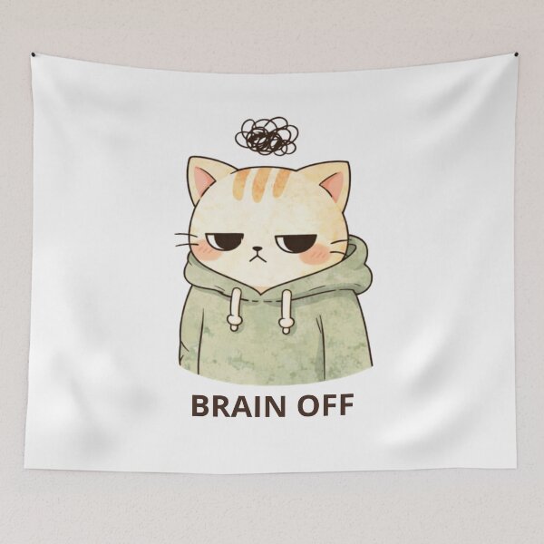 Item preview, Brain Off Cat | Cute Kawaii Aesthetic | Low Energy Mood Design designed and sold by The Mood Index.
