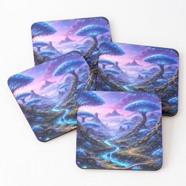 Item preview, Enchanted Fantasy Landscape – Magical Forest River, Dreamy Glow Trees, Mystical Nature Scenery, Ethereal World Art designed and sold by DrakariArt.