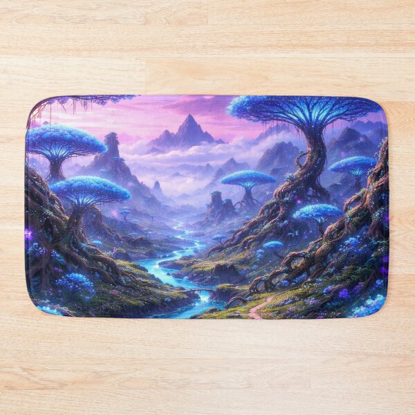 Item preview, Enchanted Fantasy Landscape – Magical Forest River, Dreamy Glow Trees, Mystical Nature Scenery, Ethereal World Art designed and sold by DrakariArt.
