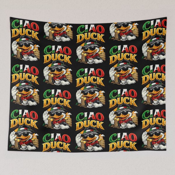 Item preview, Ciao Duck Italian Vacation Coffee Travel Design designed and sold by TeeTimeTreasure.