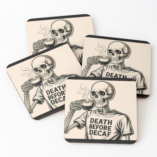 Item preview, Art Design Skeletons Enjoying Their Coffee Dark Humor designed and sold by ART ATTACK ZONE.