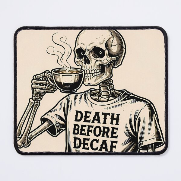 Item preview, Art Design Skeletons Enjoying Their Coffee Dark Humor designed and sold by ART ATTACK ZONE.