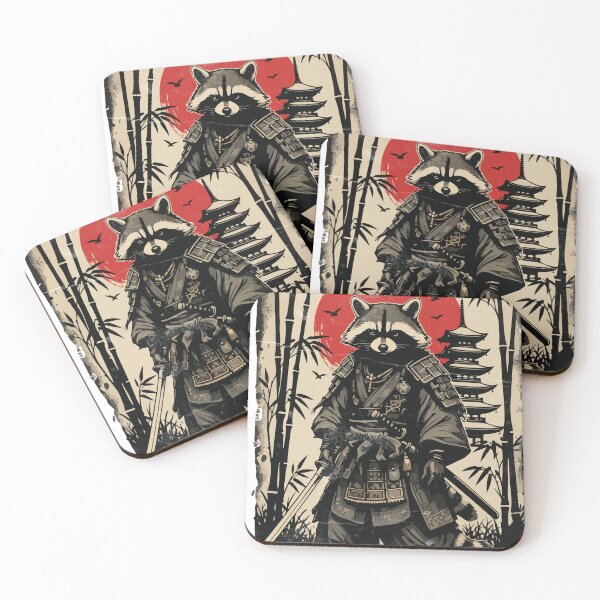 Item preview, The Ronin Raccoon - Armored Samurai & Rising Sun Japanese Art designed and sold by YYoYY.