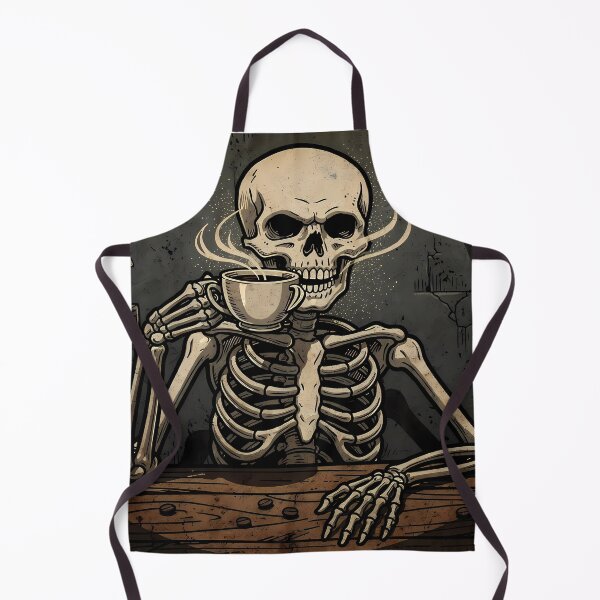 Item preview, Black Design Skeletons Enjoying Their Coffee Dark Humor designed and sold by ART ATTACK ZONE.