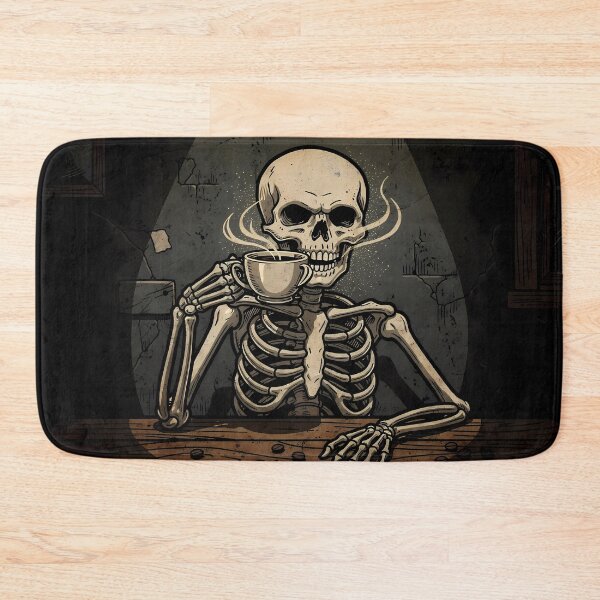Item preview, Black Design Skeletons Enjoying Their Coffee Dark Humor designed and sold by ART ATTACK ZONE.