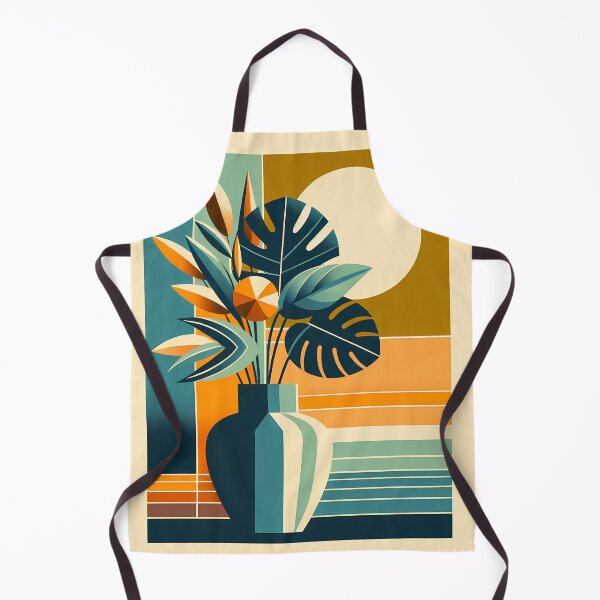 Item preview, Geometric Botanical Vase with Sun and Tropical Leaves designed and sold by InkSmithery.