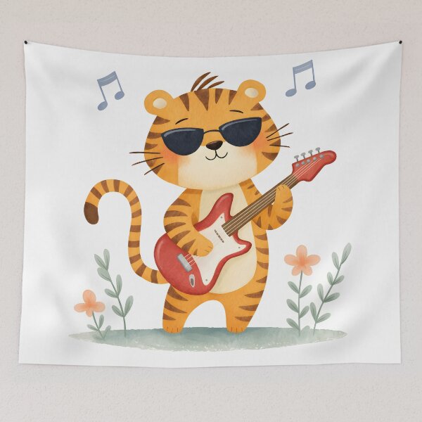 Item preview, Tiger Guitar Nursery Print, Inspirational Kids Wall Art, Blessing Quote Decor designed and sold by LoveNurseries.